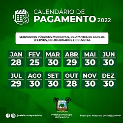 CALENDÁRIO DE PAGAMENTO 2022